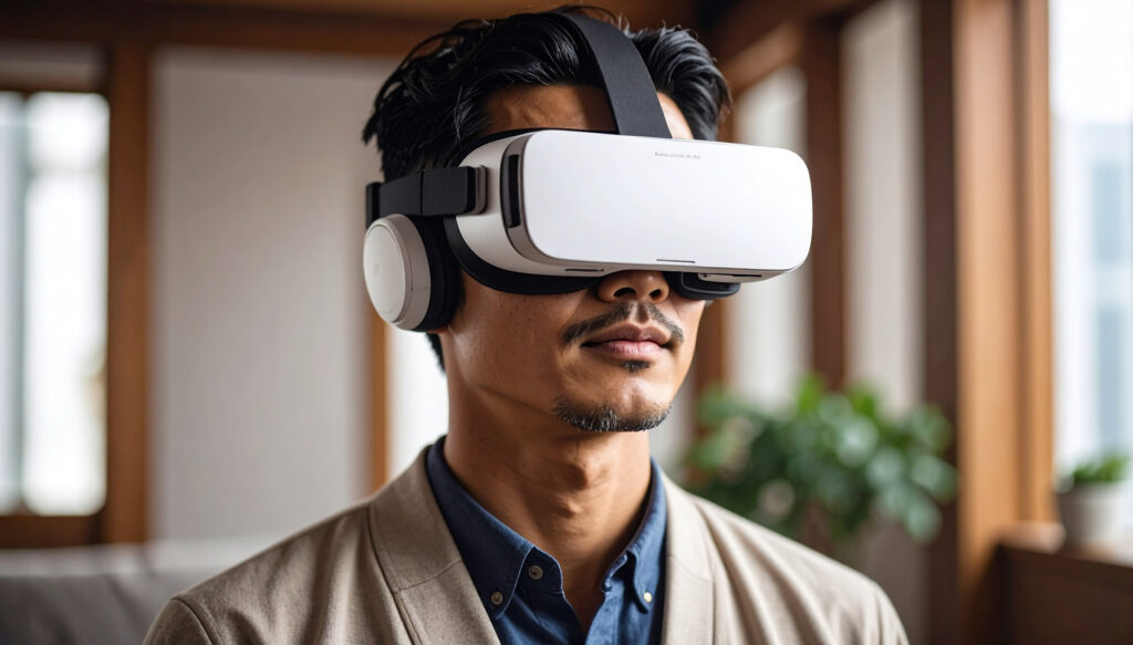 VRゴーグルを付けた男性