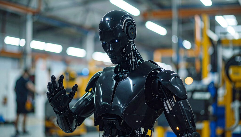 工場で作業する人型ロボット