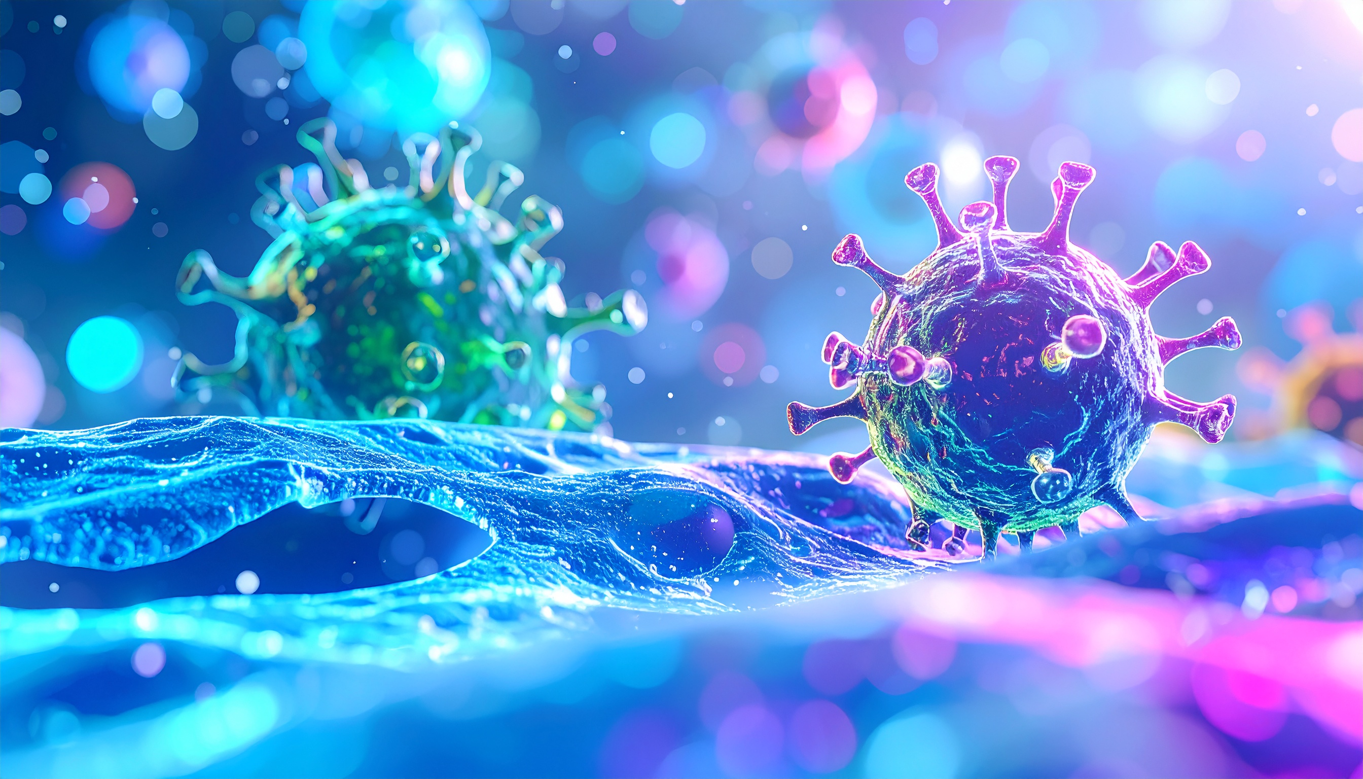 光彩に包まれたウイルスの世界